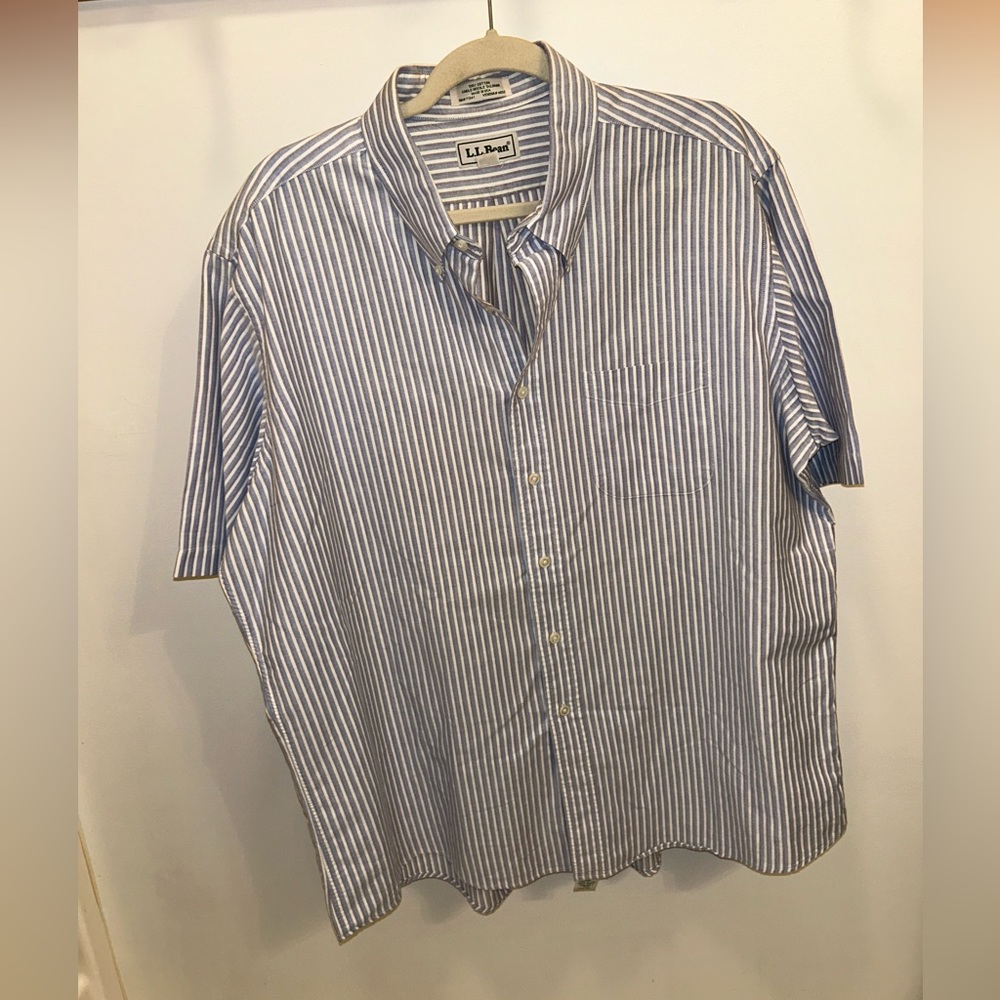 Vintage  L.L. Bean Single Needle Men's Dress Shirt Reg 18 Made in USA 100%Cotton